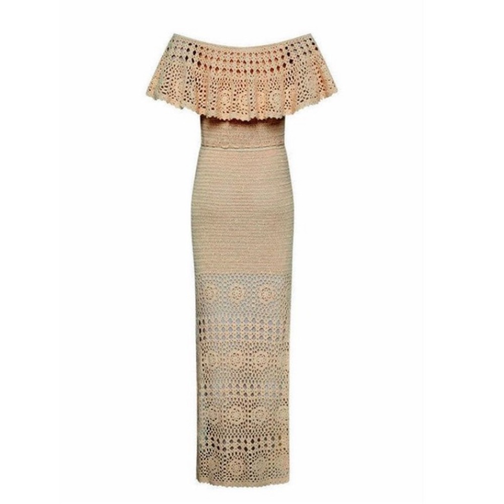 NWT Spell Size L Iluka Crochet Midi Dress Cream (9) - Picture 2 of 3